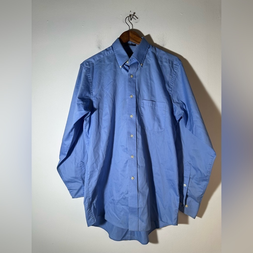 Chaps Blue Dress Shirt Classic Cotton Blend